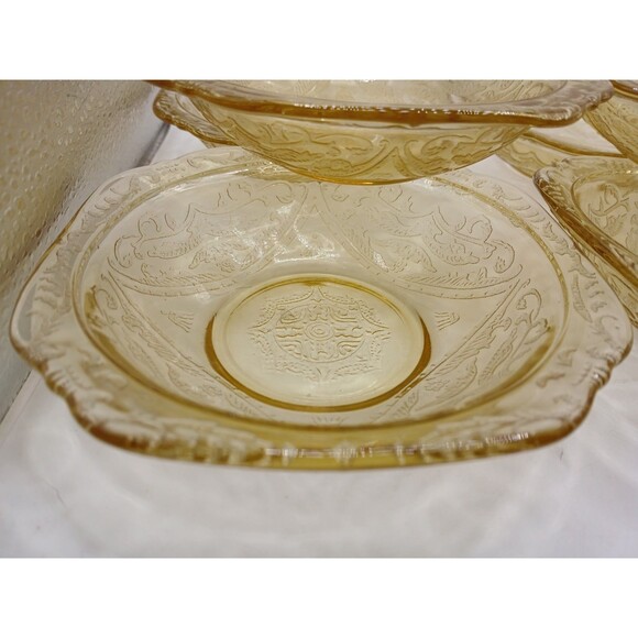 Set of 6 Vintage Federal Glass Co Madrid Amber 5” Berry Fruit Dessert Bowls MCM - Picture 4 of 14